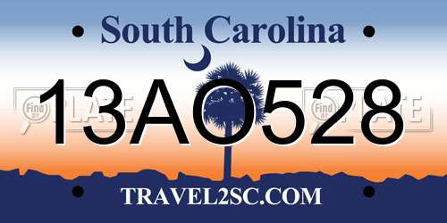 13AO528 South Carolina License Plate
