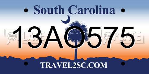 13AO575 South Carolina License Plate