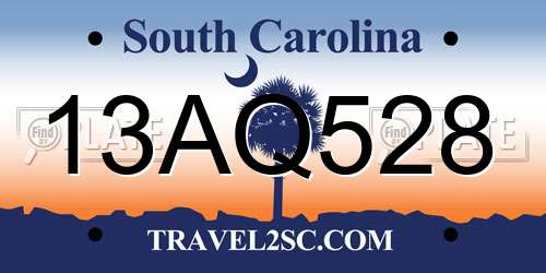 13AQ528 South Carolina License Plate
