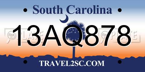 13AQ878 South Carolina License Plate