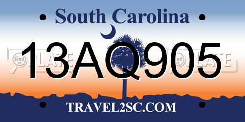 13AQ905 South Carolina License Plate
