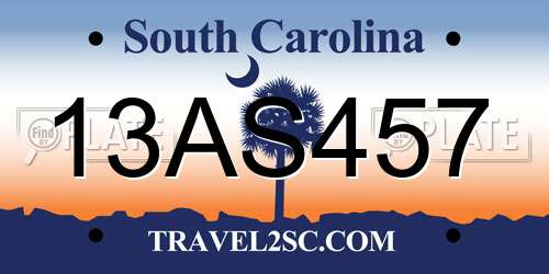 13AS457 South Carolina License Plate