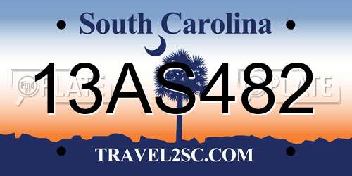 13AS482 South Carolina License Plate