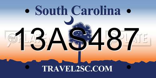 13AS487 South Carolina License Plate