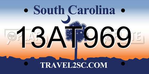 13AT969 South Carolina License Plate