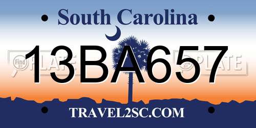 13BA657 South Carolina License Plate