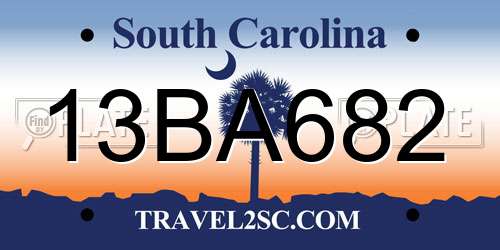13BA682 South Carolina License Plate