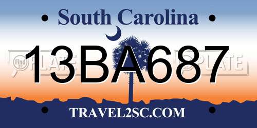 13BA687 South Carolina License Plate