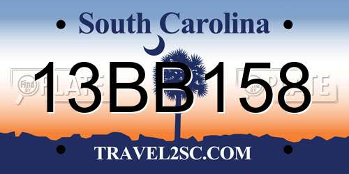 13BB158 South Carolina License Plate