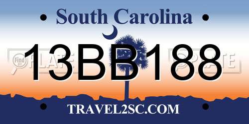 13BB188 South Carolina License Plate