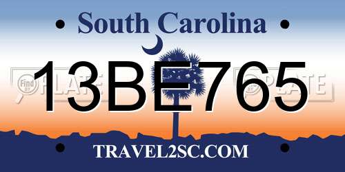 13BE765 South Carolina License Plate