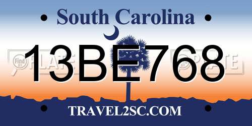 13BE768 South Carolina License Plate
