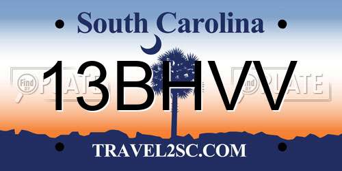 13BHVV South Carolina License Plate