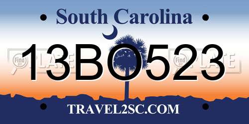 13BO523 South Carolina License Plate