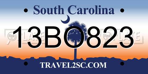 13BO823 South Carolina License Plate
