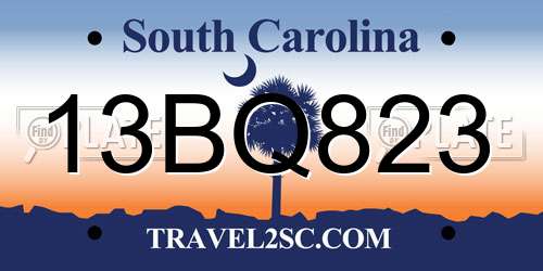 13BQ823 South Carolina License Plate