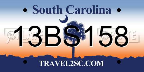 13BS158 South Carolina License Plate