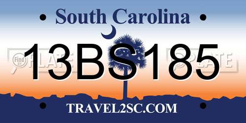 13BS185 South Carolina License Plate