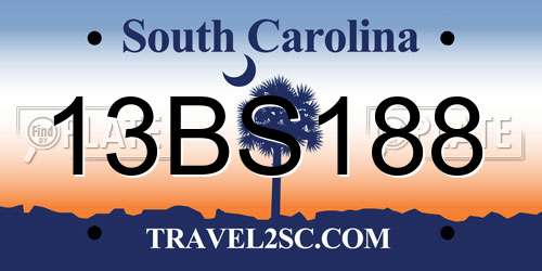 13BS188 South Carolina License Plate