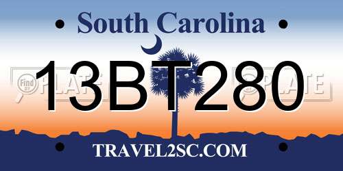 13BT280 South Carolina License Plate