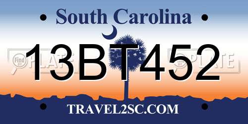 13BT452 South Carolina License Plate