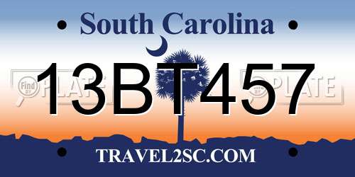 13BT457 South Carolina License Plate
