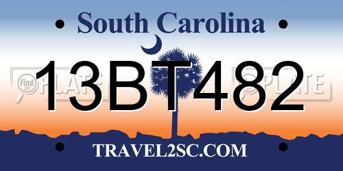 13BT482 South Carolina License Plate