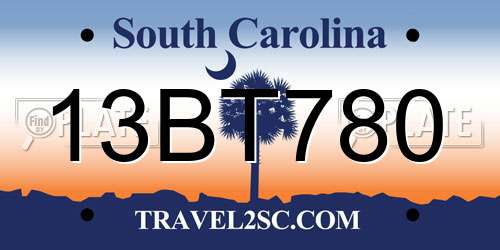 13BT780 South Carolina License Plate