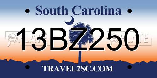 13BZ250 South Carolina License Plate