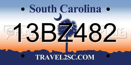 13BZ482 South Carolina License Plate