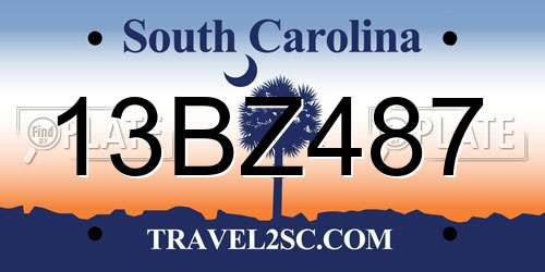 13BZ487 South Carolina License Plate