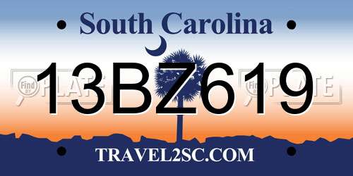 13BZ619 South Carolina License Plate