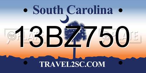 13BZ750 South Carolina License Plate
