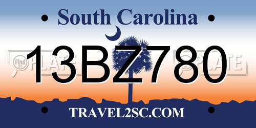 13BZ780 South Carolina License Plate
