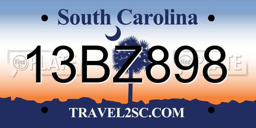 13BZ898 South Carolina License Plate