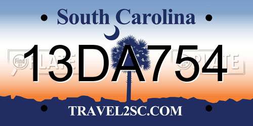 13DA754 South Carolina License Plate