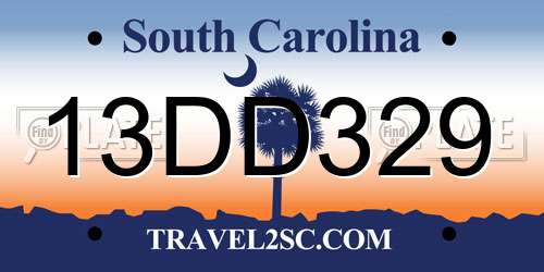 13DD329 South Carolina License Plate