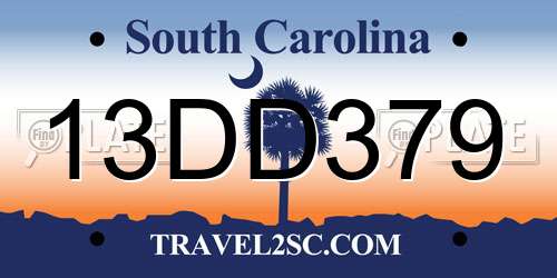 13DD379 South Carolina License Plate