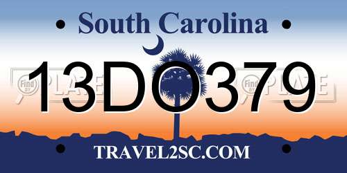 13DO379 South Carolina License Plate