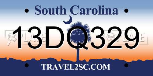 13DQ329 South Carolina License Plate