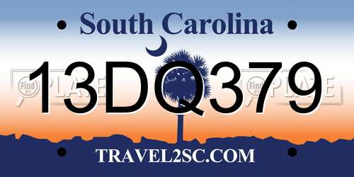 13DQ379 South Carolina License Plate