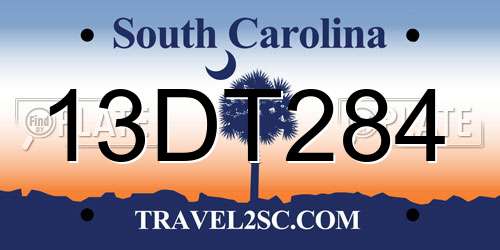 13DT284 South Carolina License Plate