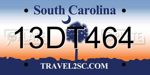 13DT464 South Carolina License Plate