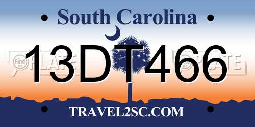 13DT466 South Carolina License Plate