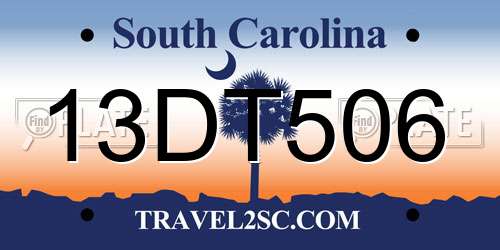 13DT506 South Carolina License Plate