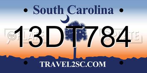 13DT784 South Carolina License Plate