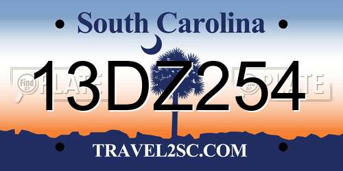 13DZ254 South Carolina License Plate