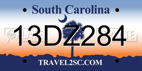 13DZ284 South Carolina License Plate