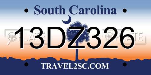 13DZ326 South Carolina License Plate