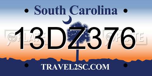 13DZ376 South Carolina License Plate